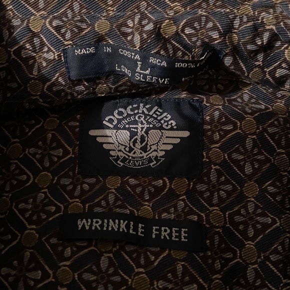 Dockers Wrinkle Free Flower Print Patterned Button Down Long-Sleeved Shirt Large - Picture 4 of 10